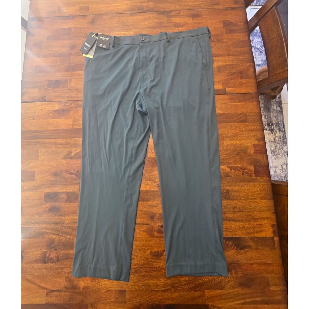 Murano Mens Gray Stretch Dress Pants Big & Tall Straight Leg Waist 46 sku 032